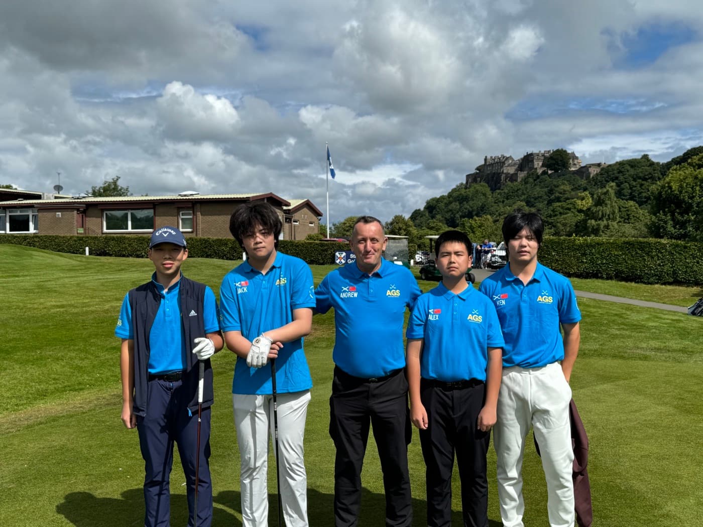 Junior golfers on a Scottish course during an AGS academy tour